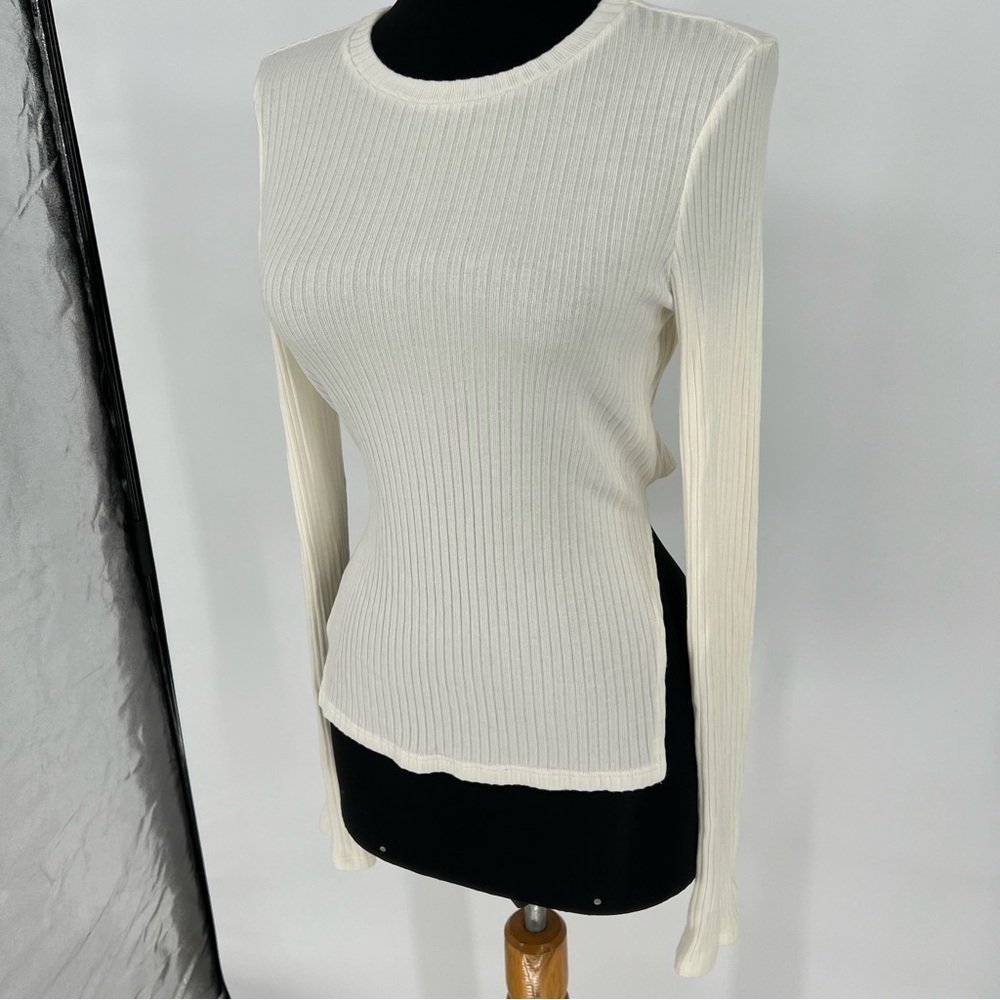 Reformation Cream Tie Back Open Back Ribbed Sweat… - image 3